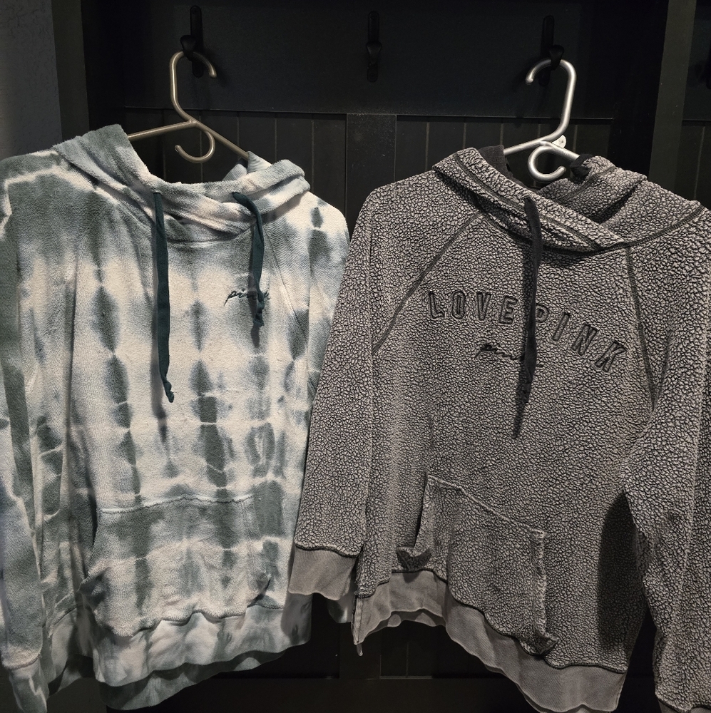 Victoria Secret Pink Gray Hoodie and Tie-Dye Hoodie Set